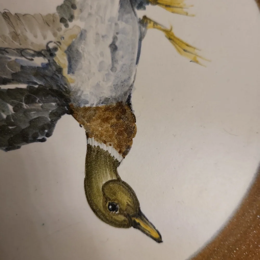Guillot Curard Hand Painted Duck Mallard Porcelain Bisque Plate Wall Hanging - Picture 5 of 8